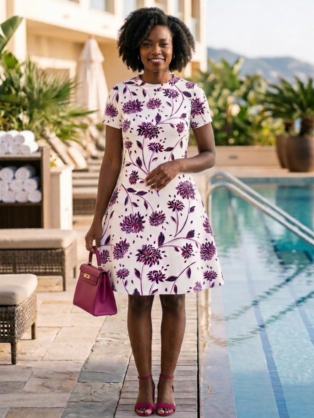 Jude Connally Adalyn Dress Floral White Stretch Shift Short Sleeve Small NWT$208